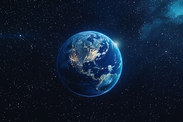 Fototapeta premium Earth at night from space showing north and south america