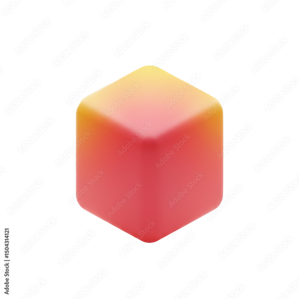 Poster abstract gradient cube rendering, a visual representation of modernity and futuristic design, showca