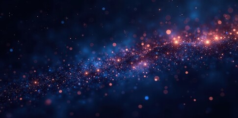 Fototapeta premium Diamond-like stars glitter in inky black night sky, constellations, shine, bright