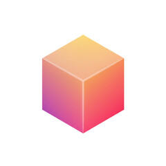 Fototapeta premium Gradient colored cube illustration showcasing a modern style element, perfect for tech graphics, abstract design and branding visual materials