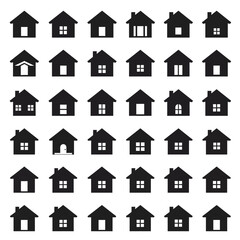 Fototapeta premium Home button icons set. Home page icon. Simple house symbols. Building icon. Vector illustration.