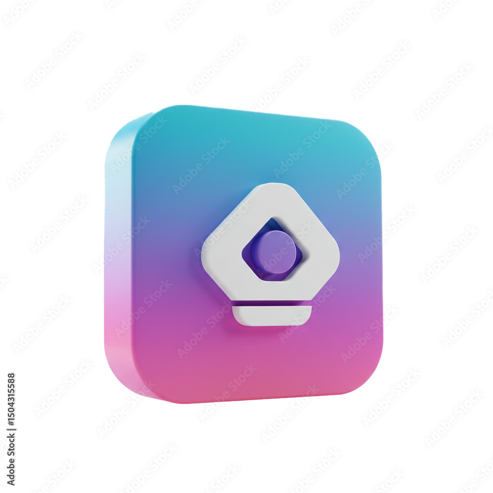 Poster stylized rendering of a geometric icon with gradient background for modern user interface applicatio
