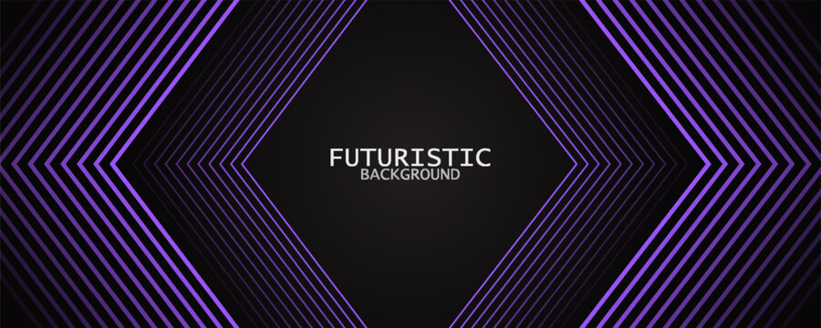 3D black purple techno abstract background overlap layer on dark space with arrows lines effect decoration. Modern graphic design element stripes style concept for web, flyer, card, or brochure cover