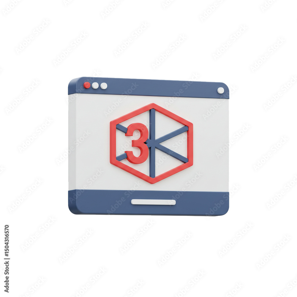 Poster abstract 3d render of application window displaying a symbol, ideal for tech concepts and modern int