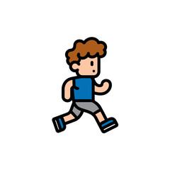 Cartoon athlete sprints forward cheerfully outdoors fitnessrun