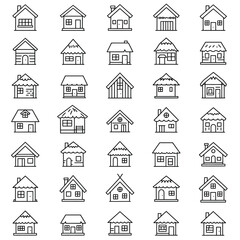 Fototapeta premium Home button icons set. Home page icon. Simple house symbols. Building icon. Vector illustration.
