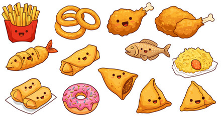 Cartoon fried foods collection