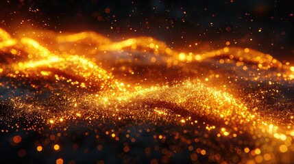 Naklejka premium Molten gold effect with floating glitter, fiery and intense, perfect for dramatic visuals