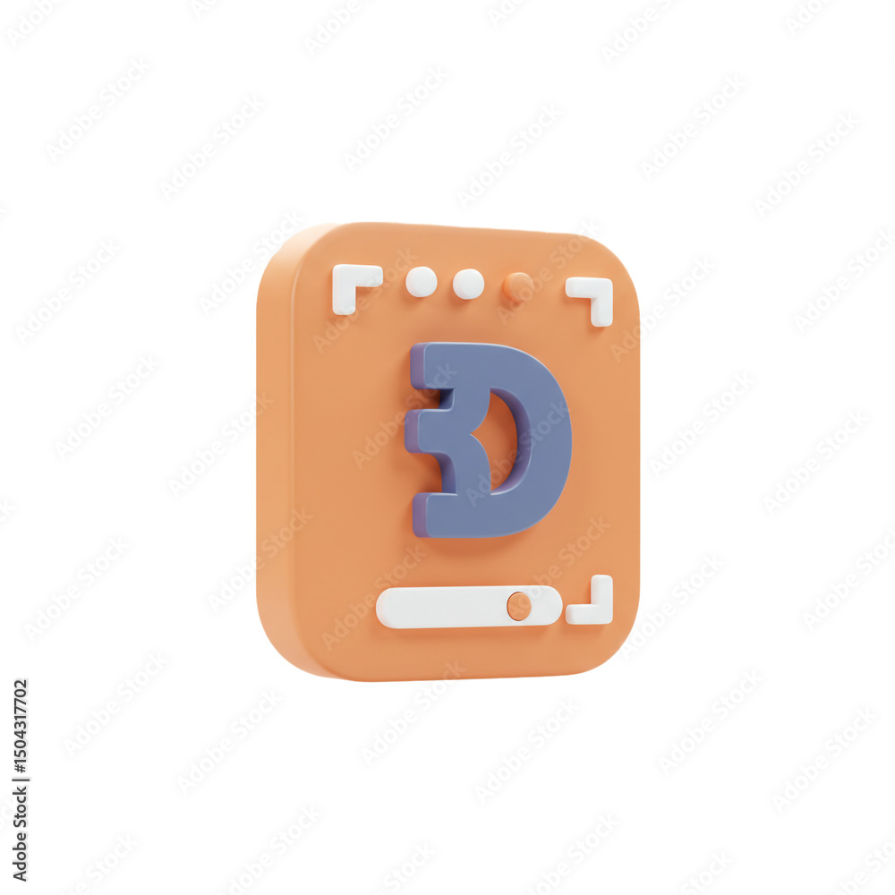 Poster abstract digital asset application interface displaying a stylized number 3, rendered in smooth matt