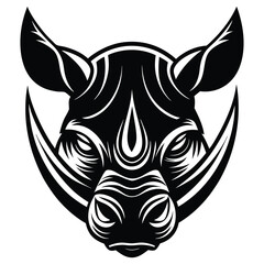 logo silhouette of rhinoceros face with strong features