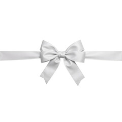 Elegant white satin bow on a ribbon, perfect for gifts or decorations. PNG format with transparent background.