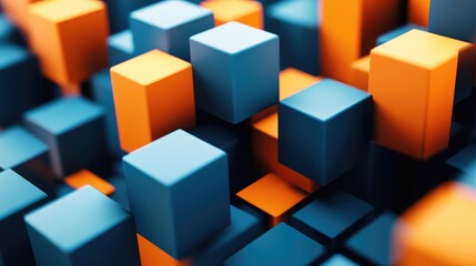 Fototapeta premium Dynamic array of geometric cubes in contrasting color and perspective