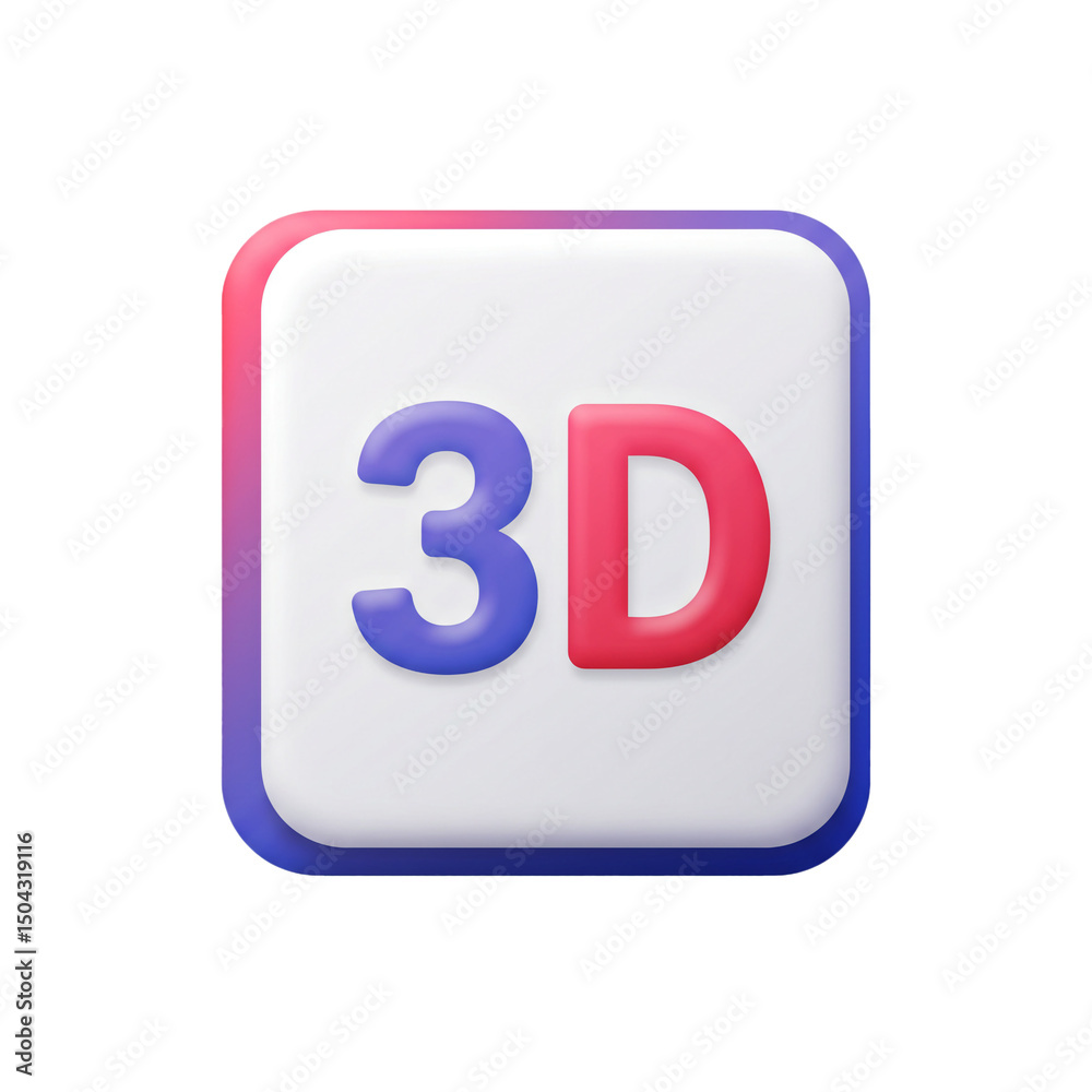 Poster modern 3d typography icon displaying dimensional depth and creative design on a white background wit