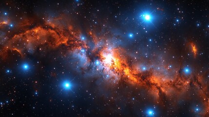 Fototapeta premium Cosmic nebula, vibrant colors, swirling gas clouds