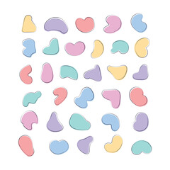 Abstract Organic Pastel Color Blob Doodle Shape Illustration Collection 
