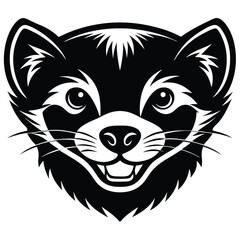 silhouette logo of ferret face with playful expression
