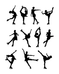 figure skating silhouette pose collection