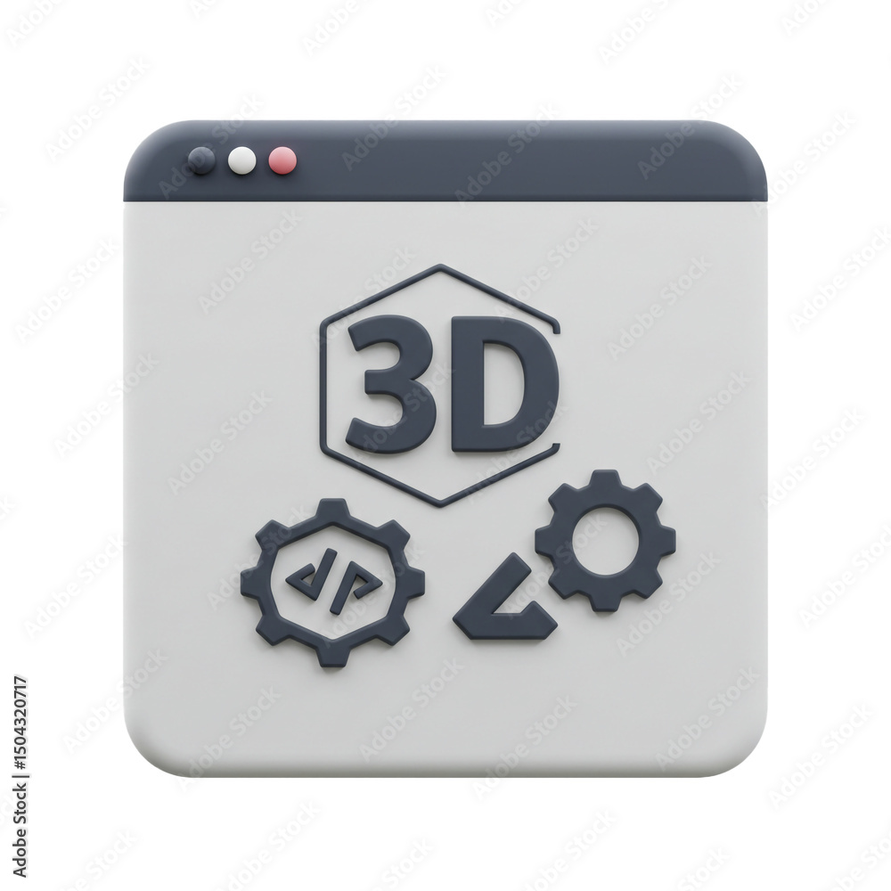 Poster stylized 3d modeling interface illustration representing advanced design and configuration within a 