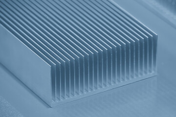 The aluminum heat sink parts in the light blue scene.