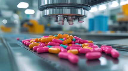 AI-controlled tablet counting machine in pharmaceutical facility,