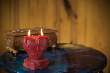 Candle in the altar. Magical Home Energy therapy