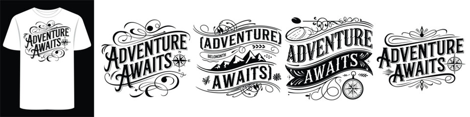 Urban Adventure T-Shirt Design with Typography & Mountains Theme