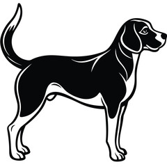 silhouette of beagle with flapping ears in motion