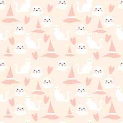 Cute hallowen vector ilustration seamless patern.Great for textile,fabric,wrapping paper,and any print.Vintages style.