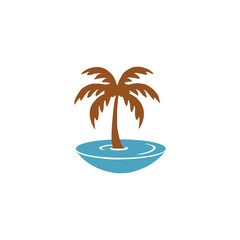 coconut tree logo, coconut tree vector on the beach