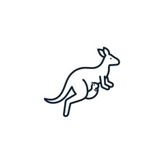 Fototapeta premium Kangaroo drawing carries joey in pouch on cream background graphic