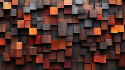 A Complex Abstract Arrangement Featuring Diverse Wooden Cubes