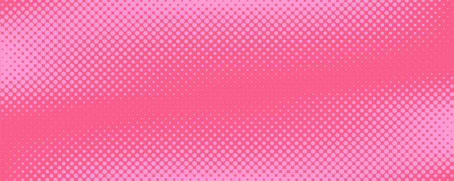 Fototapeta Baby pink pop art background in retro comic style with halftone dotted design, vector illustration