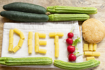 Diet Concept with Vegetables and Pasta