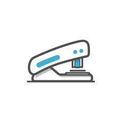 White stapler affixes papers simple isolated stationery tool vector icon