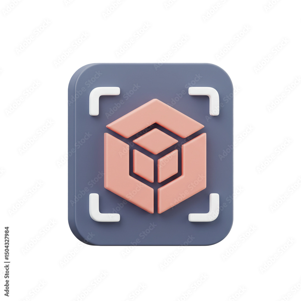 Fototapete Aesthetically Pleasing 3D Rendering of AR Tracking Icon with Soft Colors and Rounded Edges for User Interface Design Applications
