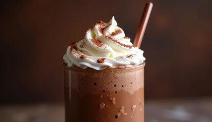 Delicious Chocolate Iced Frappuccino with Whipped Cream