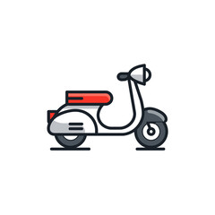 Obraz premium Retro scooter drives swiftly isolated transport vector graphic