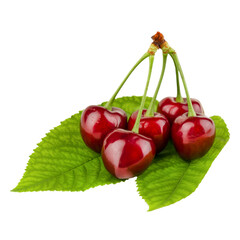 cherries with leaves isolated