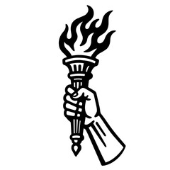 Hand holding torch. Sketch vector illustration