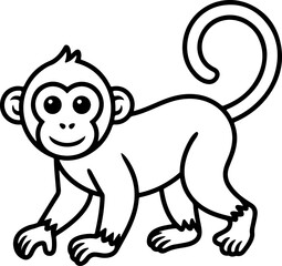 Monkey silhouette and line art vector EPS 