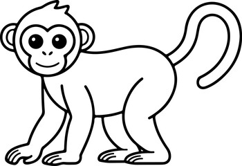 Monkey silhouette and line art vector EPS 