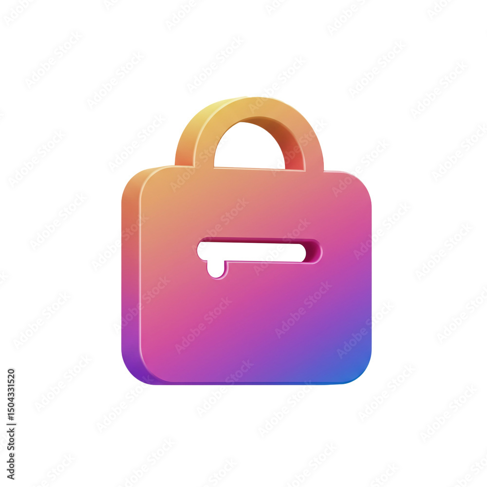 Poster colorful lock icon with gradient colors for security concepts and digital protection, a modern and c