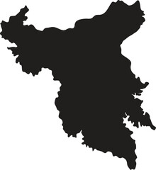 Obraz premium Bangladesh black map silhouette vector style with white background