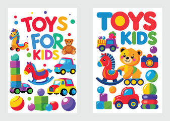 Obraz premium Colorful Cute Toys For Kids Backgrounds Illustration Collection Vector