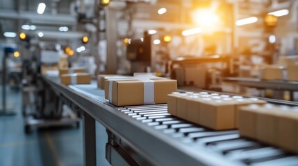 Conveyor belt transporting sealed medicine packs in clean environment,