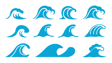 set of water waves vector illustration