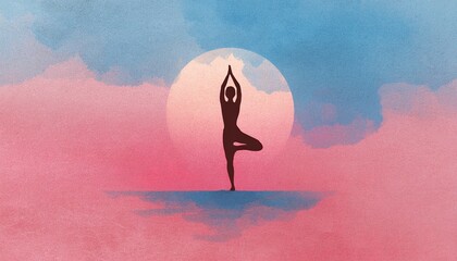 Watercolor poster illustration for International Yoga Day. High quality. High quality