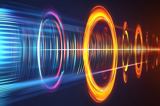 Vibrant Spectrum of Digital Light Rings Showcasing Futuristic Technology and Dynamic Motion Patterns in Abstract Art Form