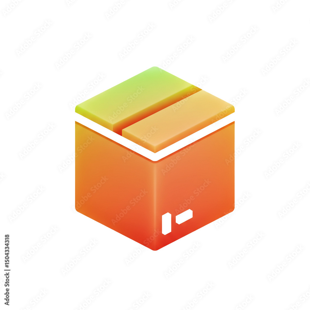 Poster isometric depiction of a vibrant, segmented cube with soft gradients, conveying a sense of depth and