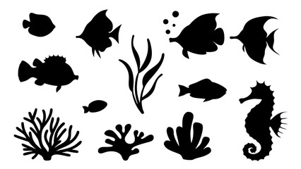 Black silhouette of marine life.